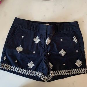 LOFT navy blue embroidered shorts